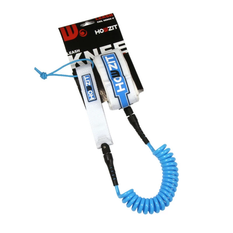 LEASH DE SUP HOWZIT DOWNWIND COIL BLANC/BLEU 6' – Image 3