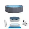 PISCINE TUBULAIRE RONDE INTEX PVC GRAPHITE 4.78 X 1.24 M