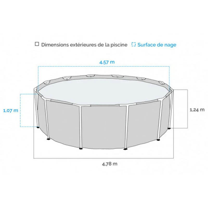 PISCINE TUBULAIRE RONDE INTEX PVC GRAPHITE 4.78 X 1.24 M – Image 4